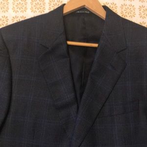 Canali Italian Men’s Suit Jacket Navy Plaid 44R